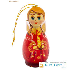 Ангел со свечой, дерево, роспись, лак
