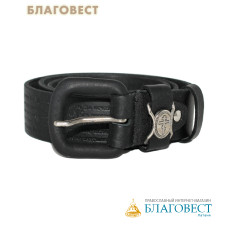 Ремень мужской, тиснение молитвы снаружи. Натуральная кожа. Длина изделия 110см, ширина 3,5см