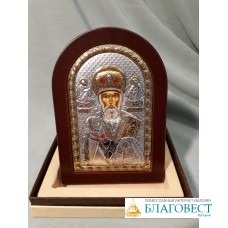 Икона Святителя Николая, архп. Мир Ликийских, 10 х 14 см. PRINCE Silverо, Греция