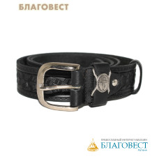 Ремень мужской, тиснение молитвы внутри. Натуральная кожа. Длина изделия 135см, ширина 3,5см