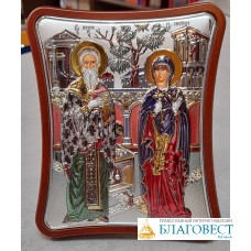 Икона  свмуч. Киприана и Иустины, 12.5 х 15 см, PRINCE Silverо, Греция