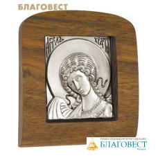 Икона автомобильная Ангел Хранитель, американский орех, медь, серебрение, скотч