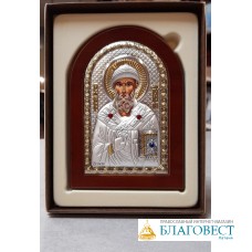 Икона Свт. Спиридона Тримифунтского, 10 x 14 см, PRINCE Silverо, Греция