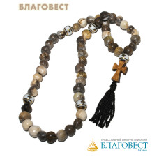 Четки из растения Слезы Богородицы с крестом из самшита (50 зерен)