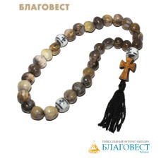 Четки из растения Слезы Богородицы с крестом из самшита (30 зерен)