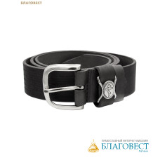 Ремень мужской, тиснение молитвы снаружи. Натуральная кожа. Длина изделия 130см, ширина 3,5см